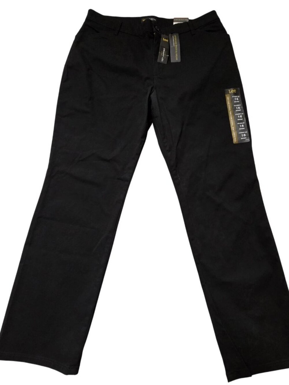 Lee Pants Women's Straight Leg Relaxed Fit Mid Rise Black 24W Petite